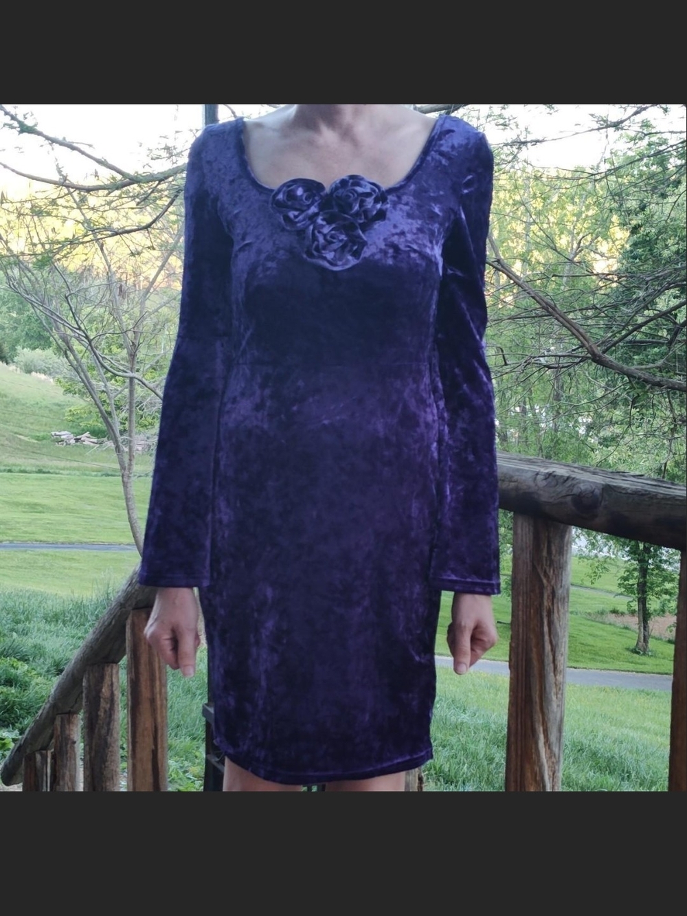 Velvet Long-Sleeve Purple Cocktail Dress